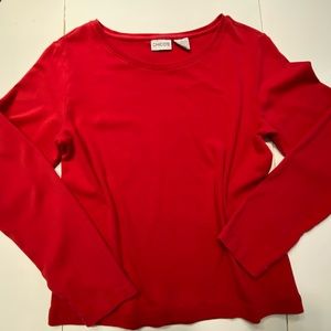 EUC Chicos size 2  bright red long sleeved t shirt